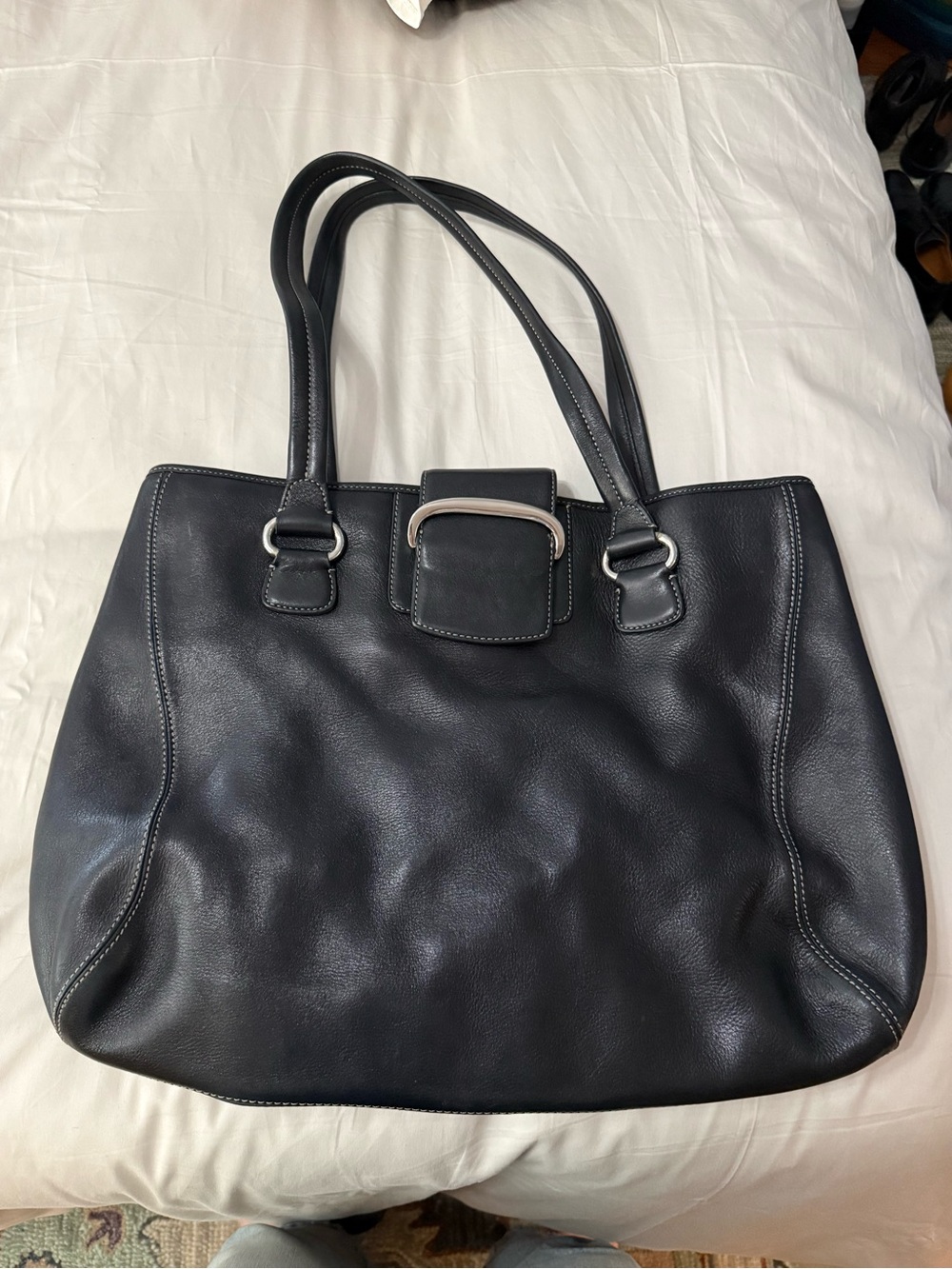 Cole Haan Classic Black Leather Tote Bag